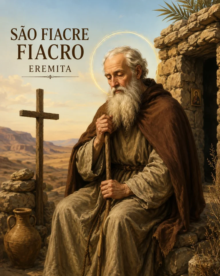 Representação artística de São Fiacre (Fiacro), eremita